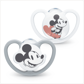 NUK Pacifier Disney baby Space silicone, grey/white, 6-18 months, 2 pcs