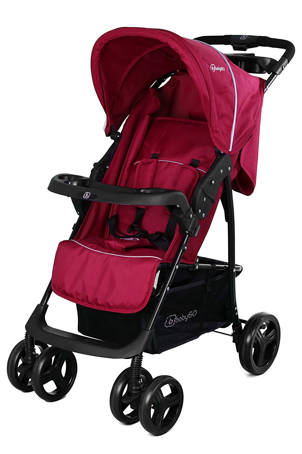 BabyGO 6301 Basket Buggy Sport Pushchair with Full Reclining Function Optional 2-in-1 Red