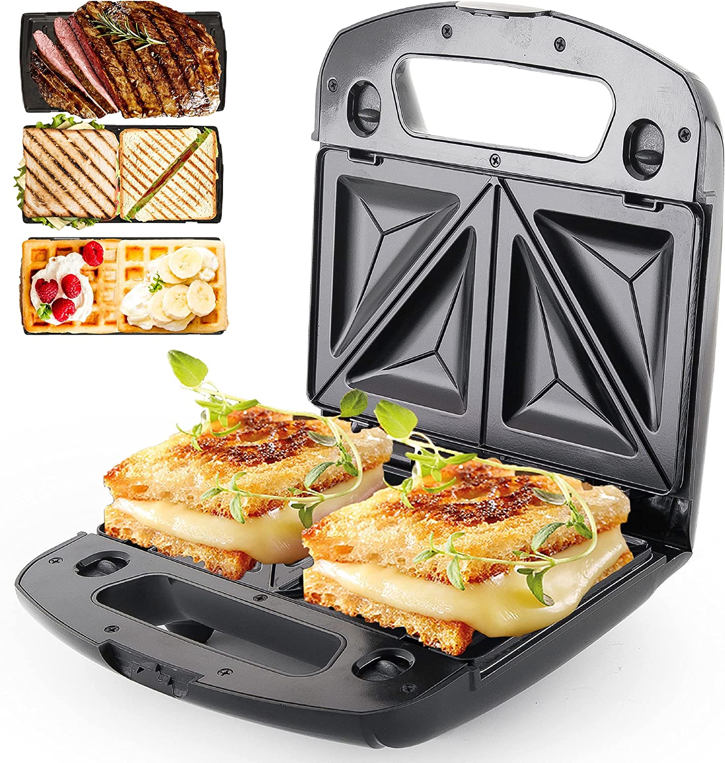3-in-1 sandwich maker, interchangeable plates, stainless steel contact grill, waffle iron, multi-grill, sandwich maker, contact grill, stainless steel, waffle iron, electric grill