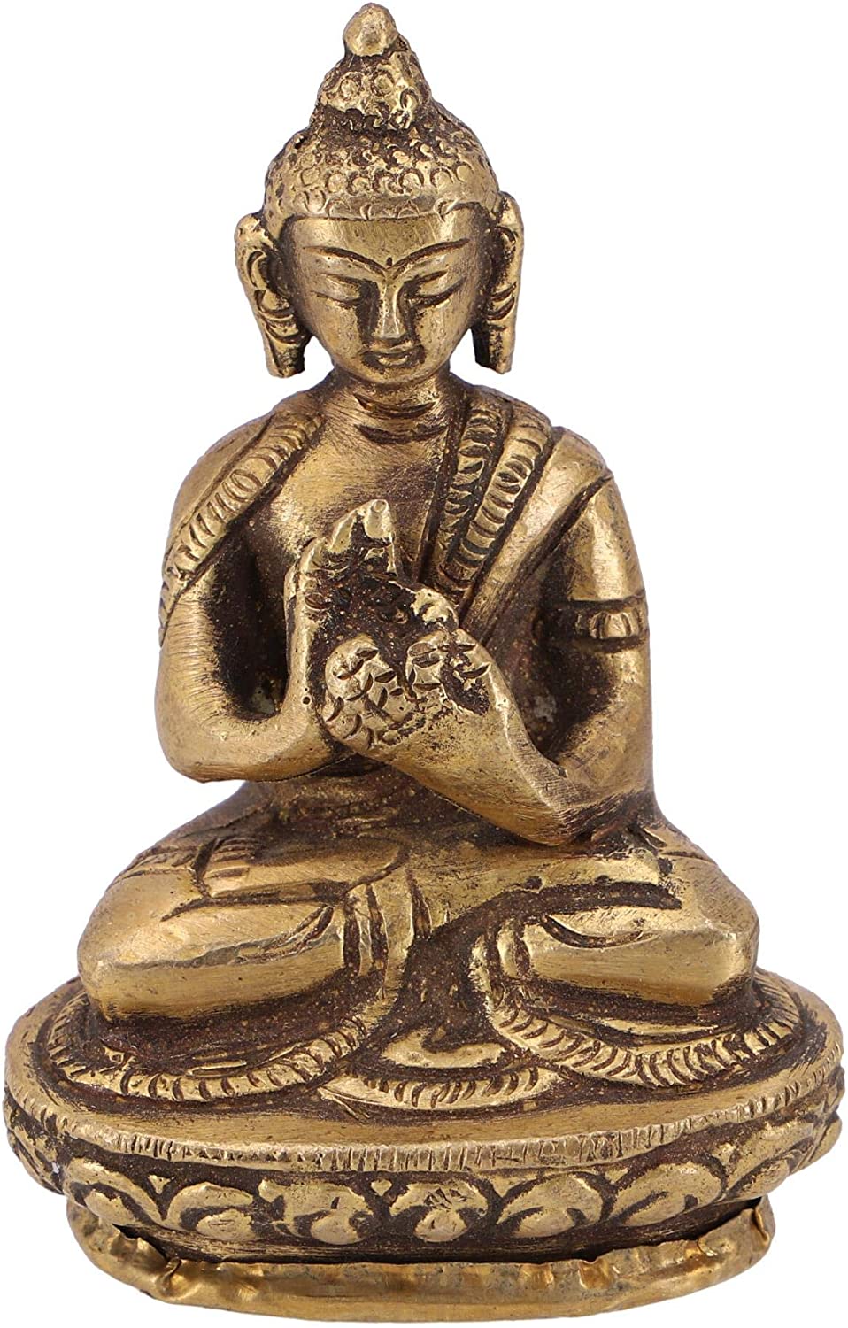 GURU SHOP Buddha Statue Brass Dharmachakra Muda 8 cm - Model 1, Gold Buddha