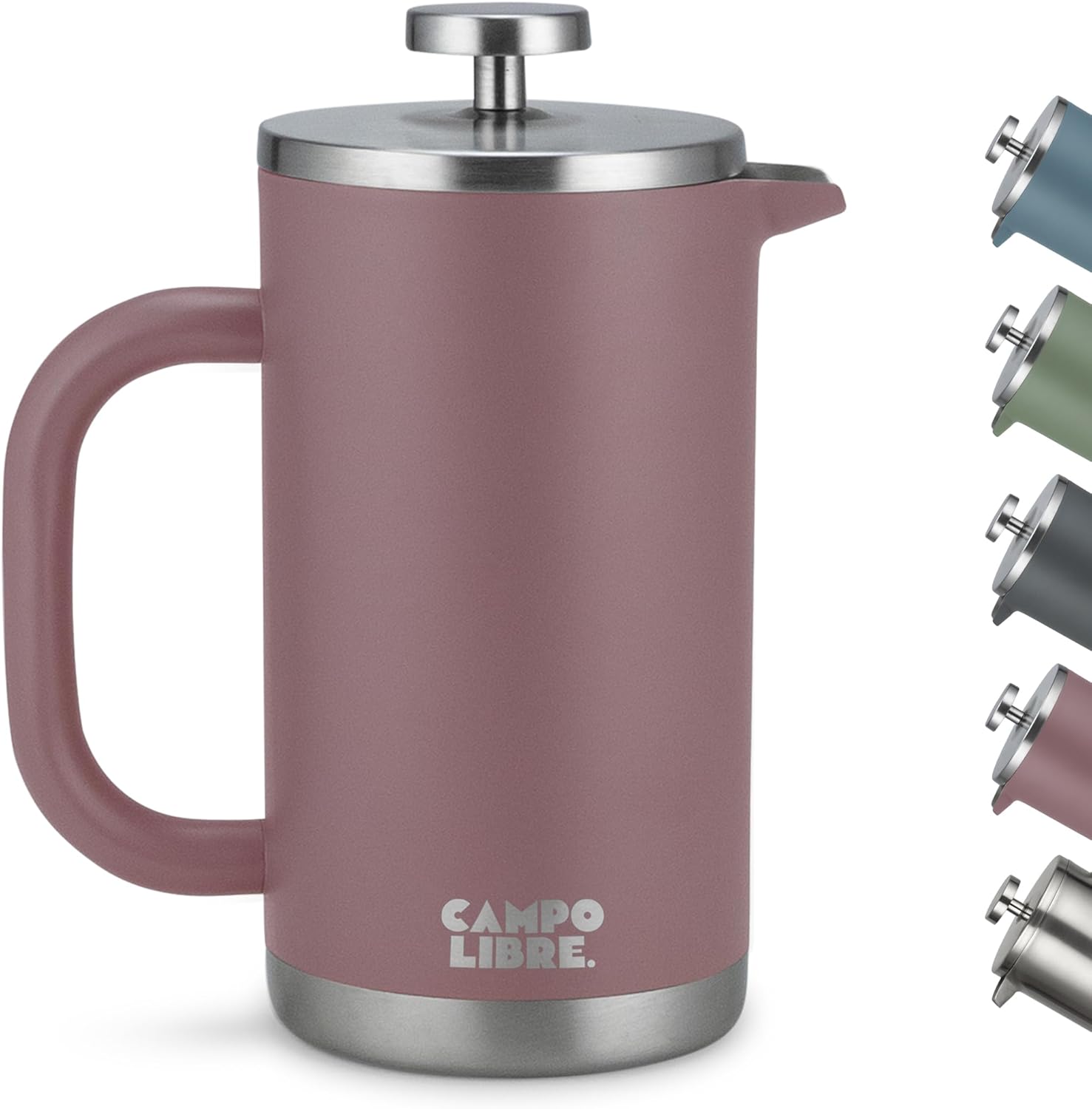 Campo Libre.® Giorgio. French Press I Coffee Maker Made of Double-Walled Stainless Steel 0.6 L I Plastic-Free Coffee Press with Thermal Function Including Replacement Filter I Coffee Maker I 100%