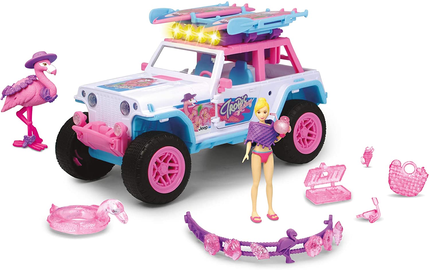 Dickie Toys 203185000 Pink Drivez Jeep, Toy Off-Road Vehicle With Lots Of A