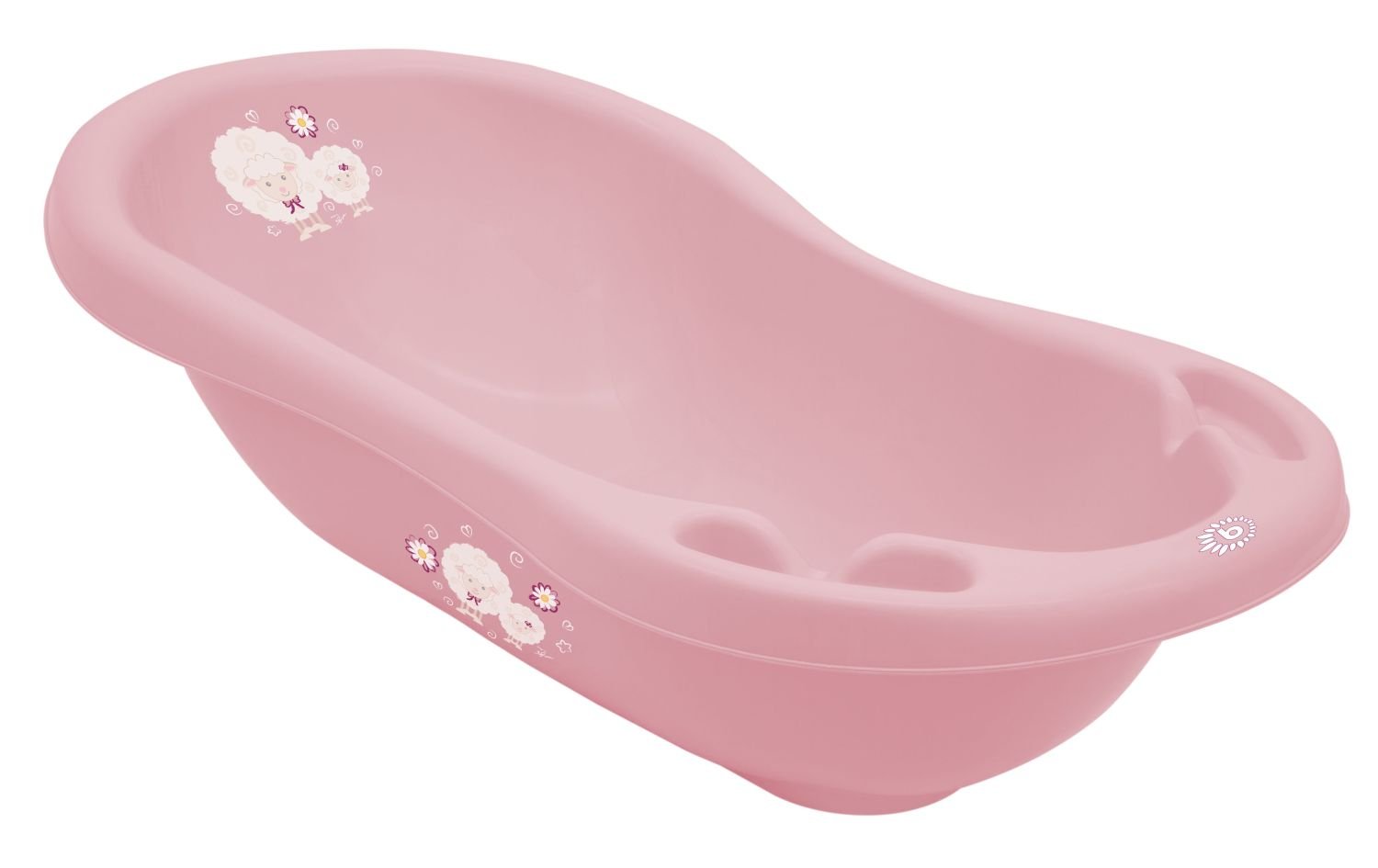 Bieco Ergonomic baby bath sheep in pink, from 0 to 12 months, 84 cm, non-toxic bath with plug for newborns, very durable, made in Europe, 11181707