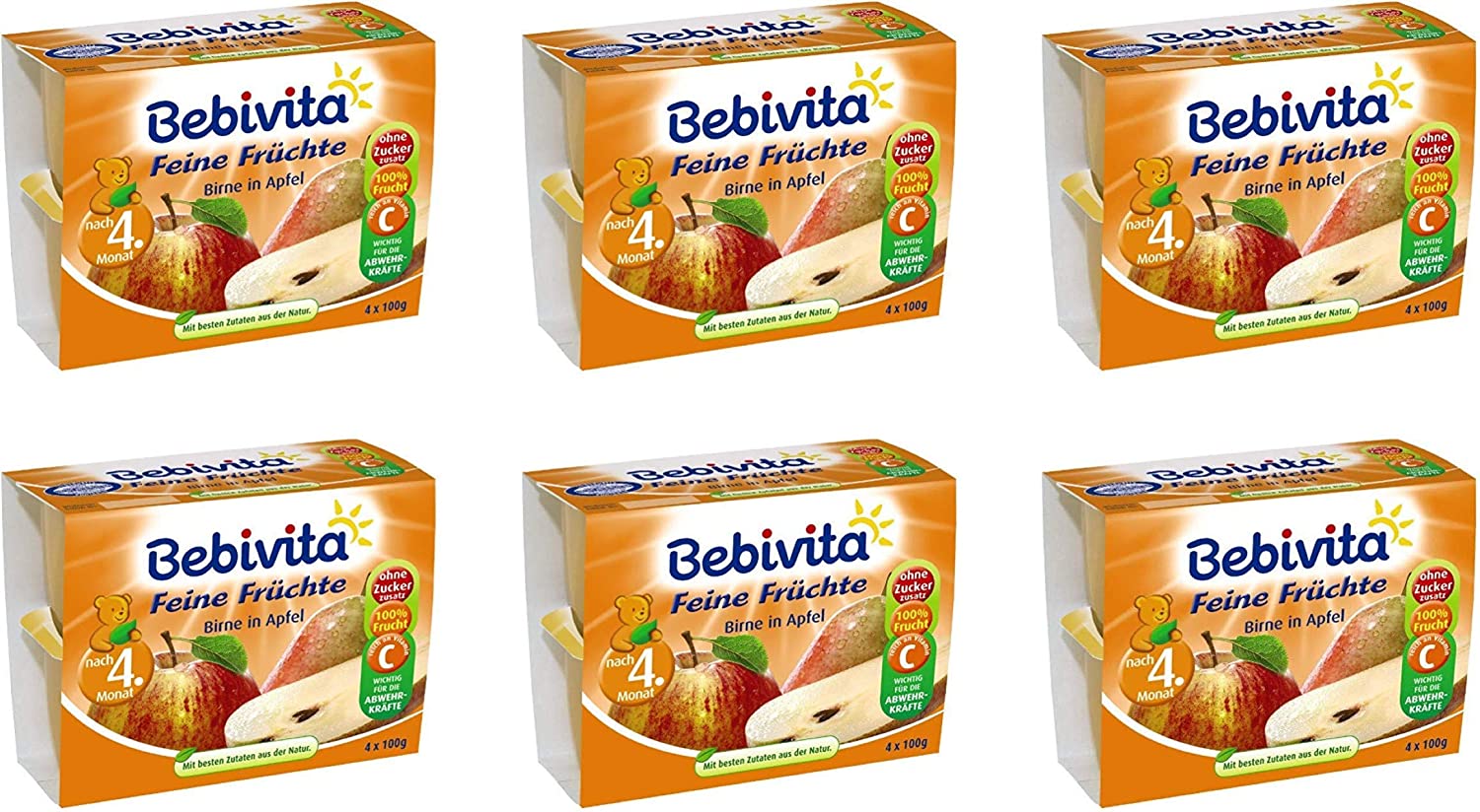 Bebivita Birne in Apfel, 6er Pack ( 6 x 4 x 100 g )