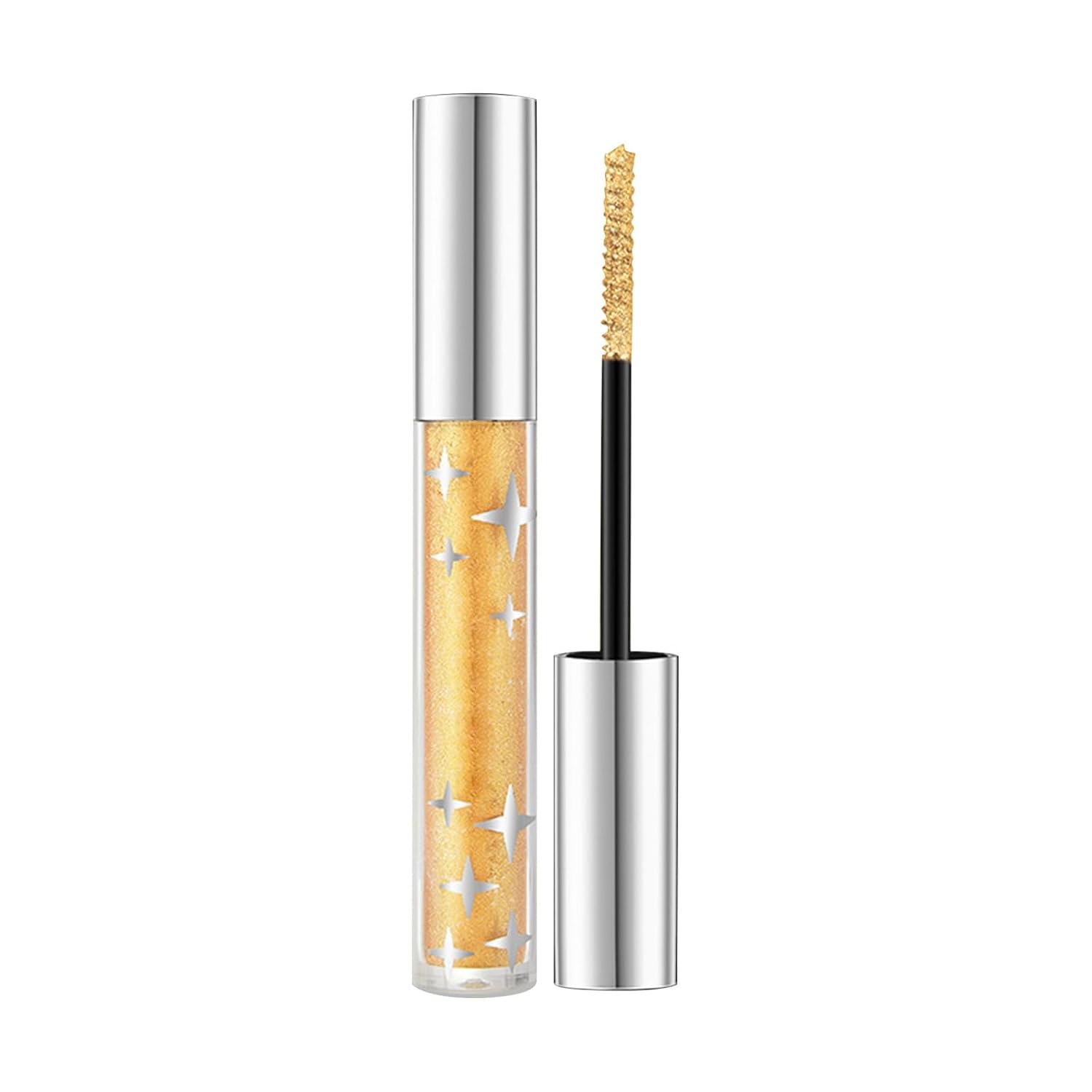 Glitter Mascara, Glitter Shimmer Colored Mascara for Eyelashes, Glitter Diamond Mascara, Durable Waterproof Pearlescent Mascara for Extreme Volume and Long Eyelashes (Gold, Glitter)