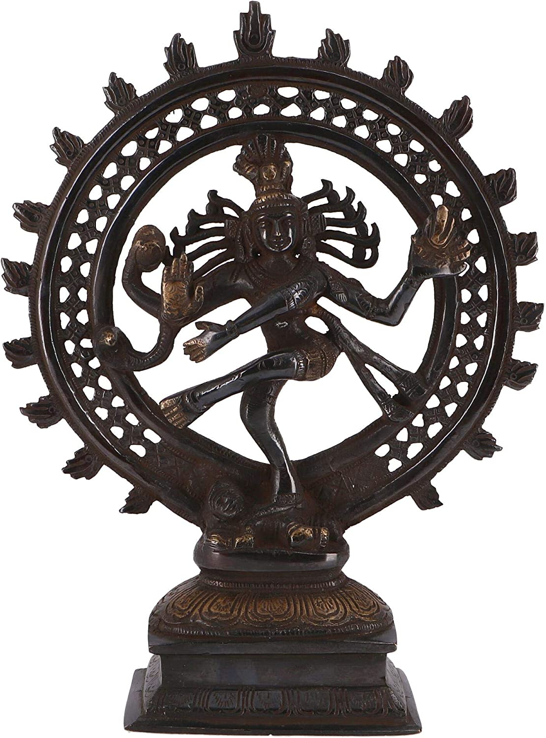 GURU SHOP Brass Statue Shiva in Fire Wreath 29 cm - Motif 8, Green, Sculptures & Statues