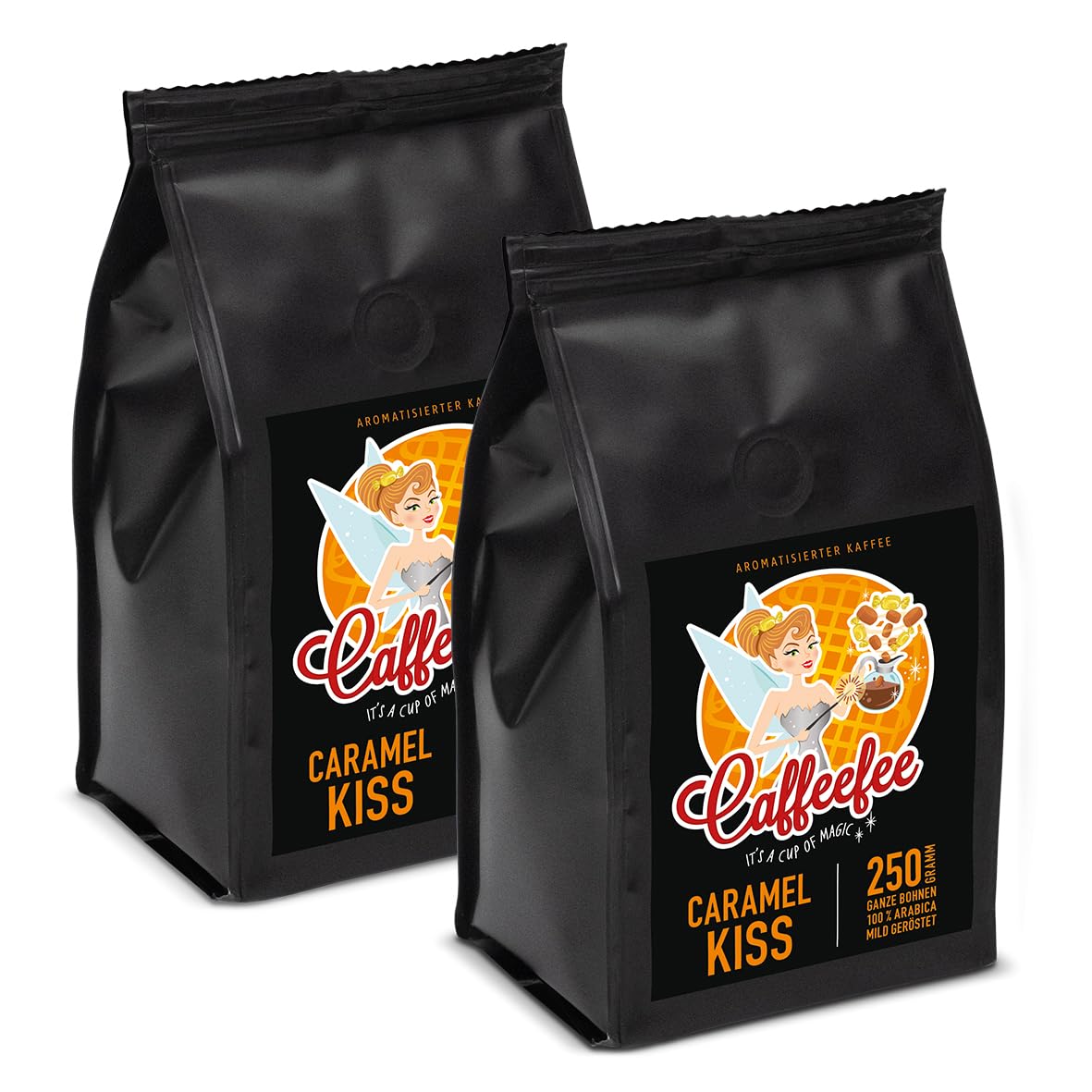 Caffeefee Caramel Kiss Beans 2 x 250g Flavored Roasted Coffee