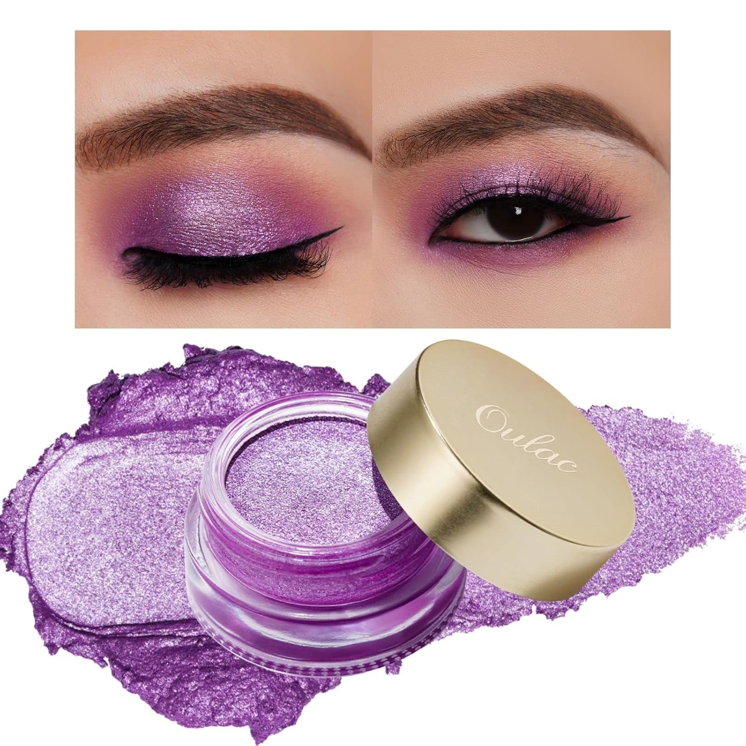 Glitter Eyeshadow Purple, Highly Pigmented Cream Eyeshadow, Waterproof and Long-Lasting, Metallic Shimmer Finish, Blendable and Wrinkle-Free Eye Make-Up, Vegan, 06 g (13)