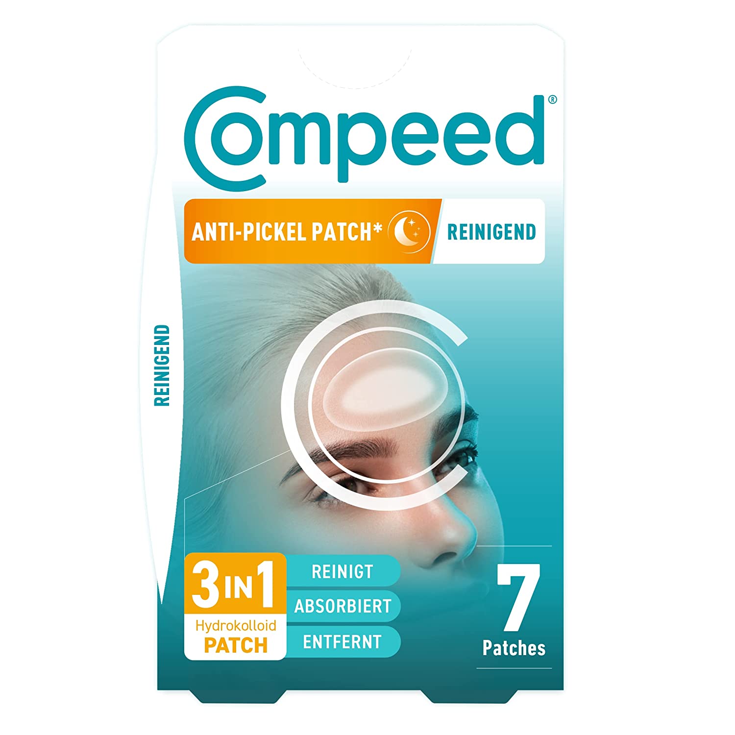 Compeed - Anti-Pimples* Patch Cleansing - Cleans, Absorbs and Removes - Hydrocolloid Pimple Patch* - Ideal for use at night - For larger areas such as the T-Zone 7 patches - 6.8 x 4.2 cm