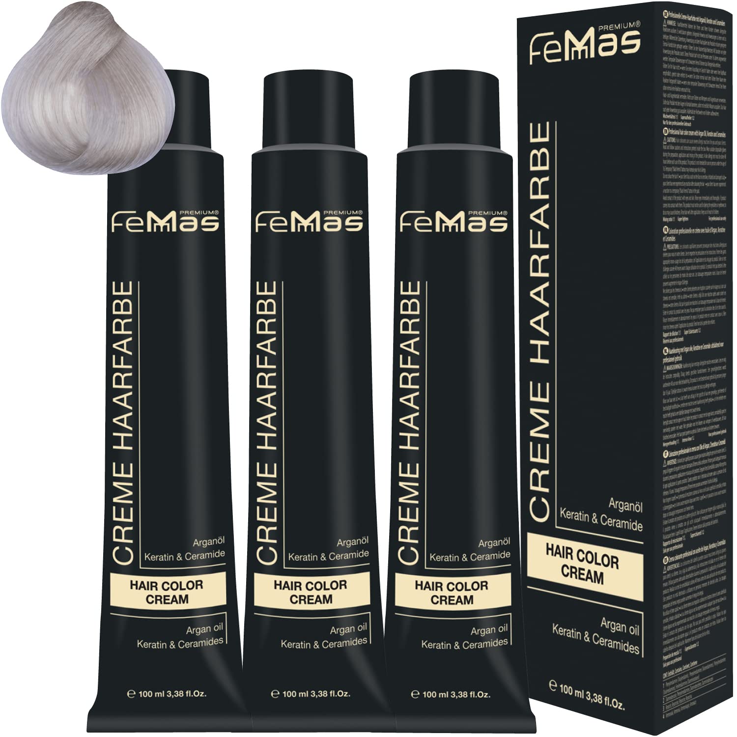 Femmas Hair Colour Cream 100 ml Hair Colour Pack of 3 Super Brightener Ultra Ash 901 S, ‎super