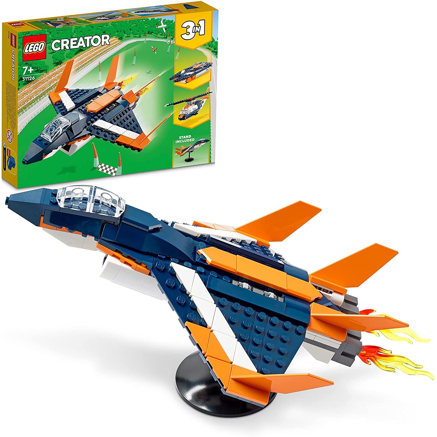 LEGO 31126 Creator 3-in-1 Supersonic Jet, Aeroplane Helicopter and Boat, 3 