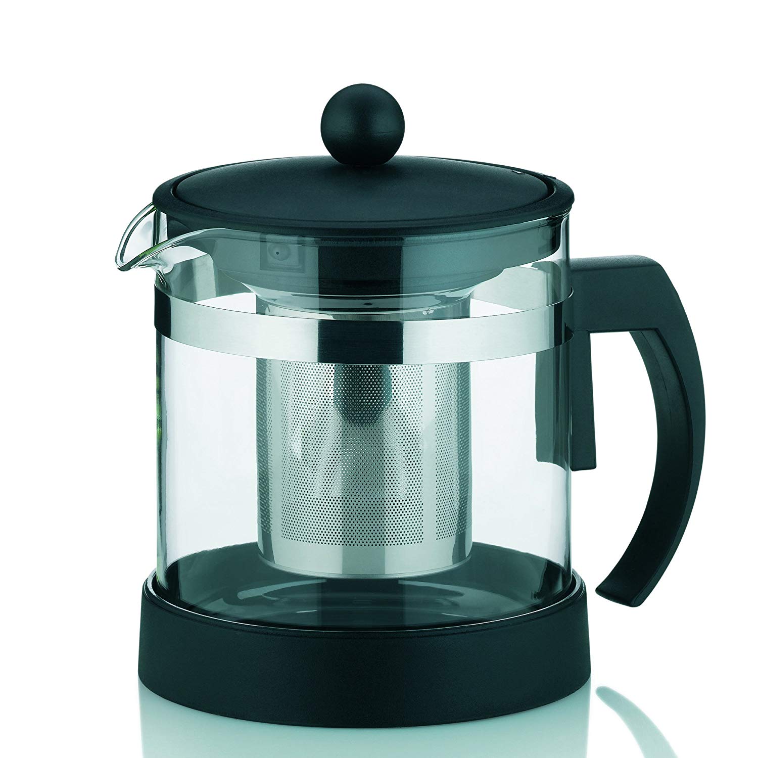 Kela 11458 Auron Glass Teapot 1 L With Base Made Of Black Plastic