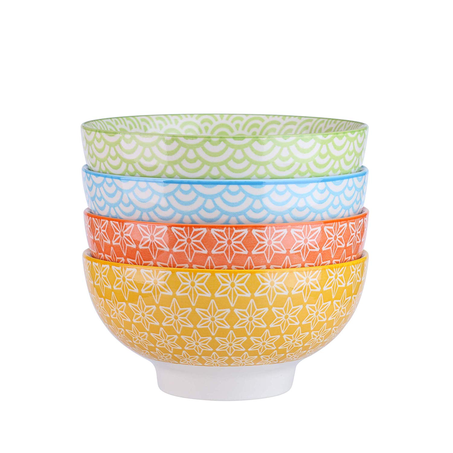 Vancasso Natsuki Set Of 4 Porcelain Bowls Set Diameter 6-Inch Cereal Bowls,