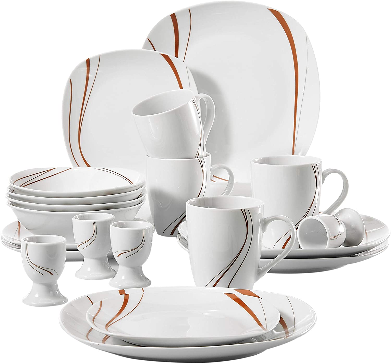 Veweet Bonnie Series Porcelain Dinner Set, 60 Pieces For 12 People