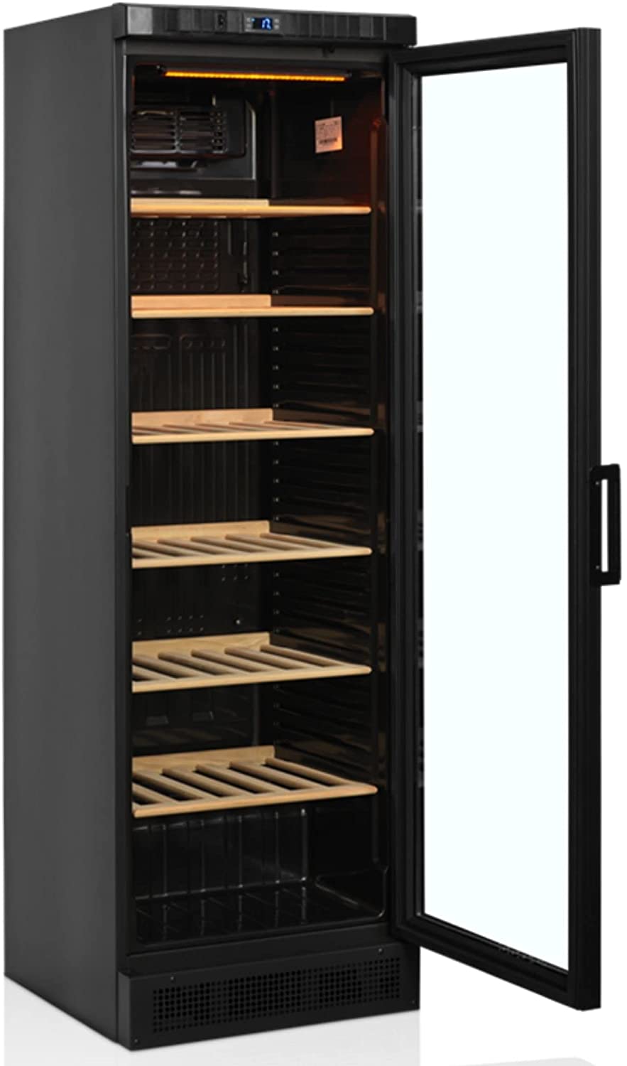 Tefcold CPV1380E Wine Cooler, Black, Wine Refrigerator with Temperature Range 1 to 18 °C, LED Lighting, 118 Bottles