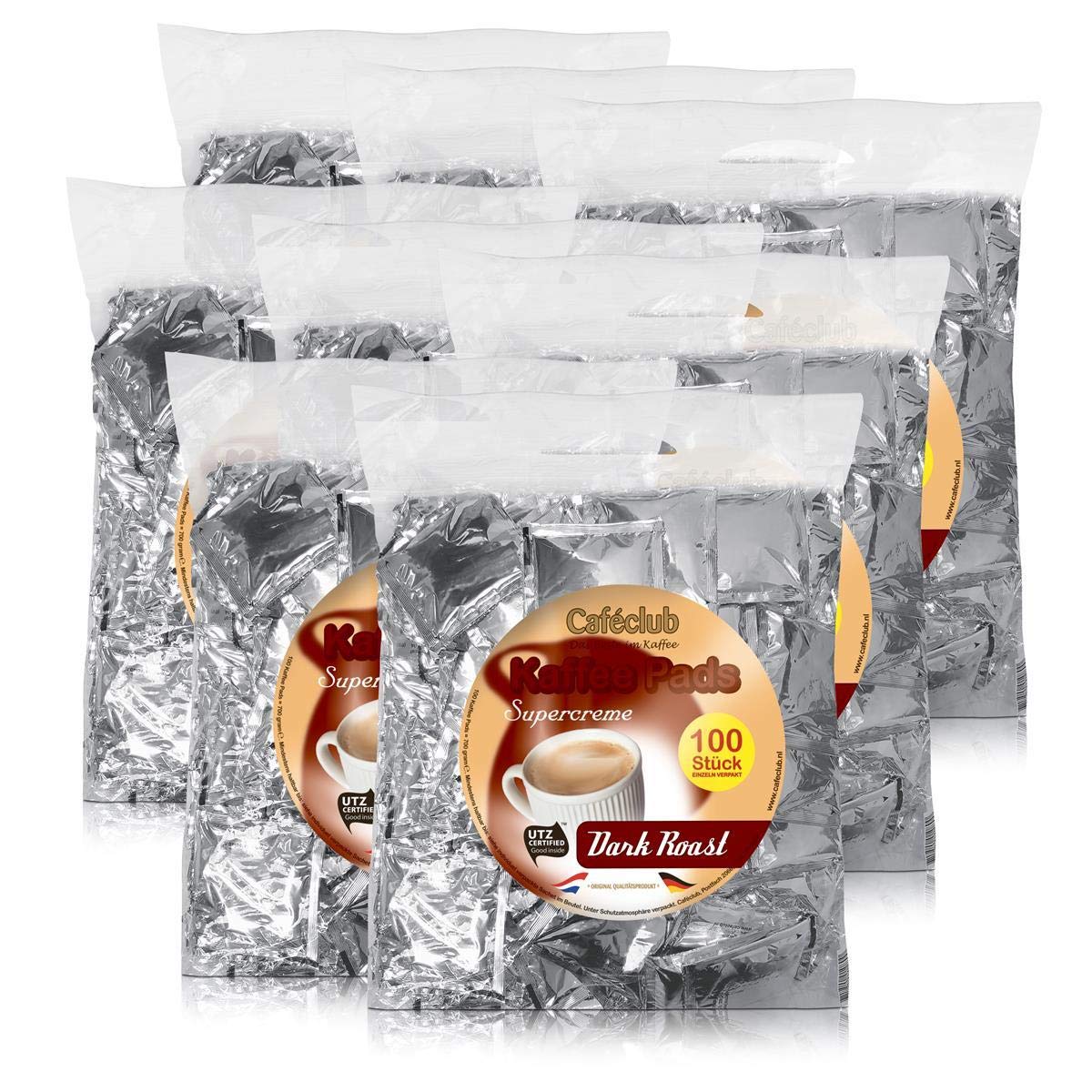 Cafeclub Supercreme Dark Coffee Pads Mega Bag 8 x 100 Pieces