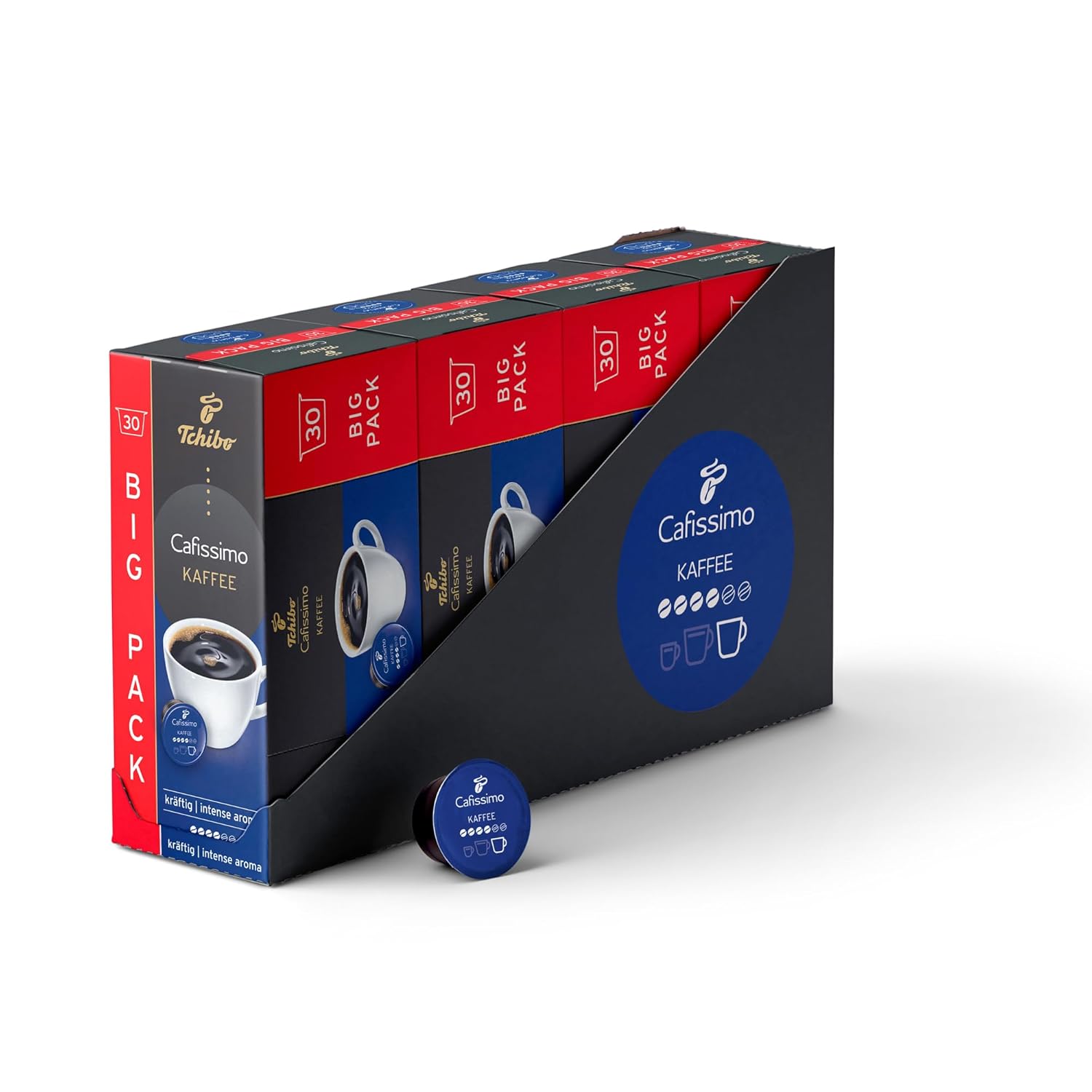 Tchibo Cafissimo Coffee Strong Coffee Capsules, Pack of 120 - 4 x 30 Capsules (Coffee, Intense and Fine Spicy Aroma), Sustainable & Fair Trade