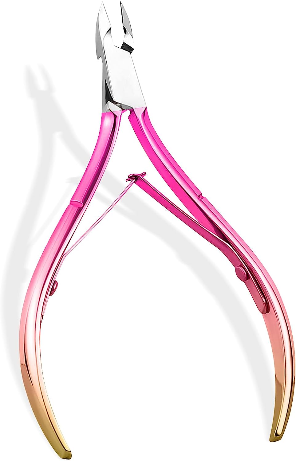 Professional Cuticle Clipper, Cuticle Remover, Stainless Steel Cuticle Scissors, Sharp Cut, Fine for Removing Excess Cracked Skin on Fingers and Toes, Pink Gradient