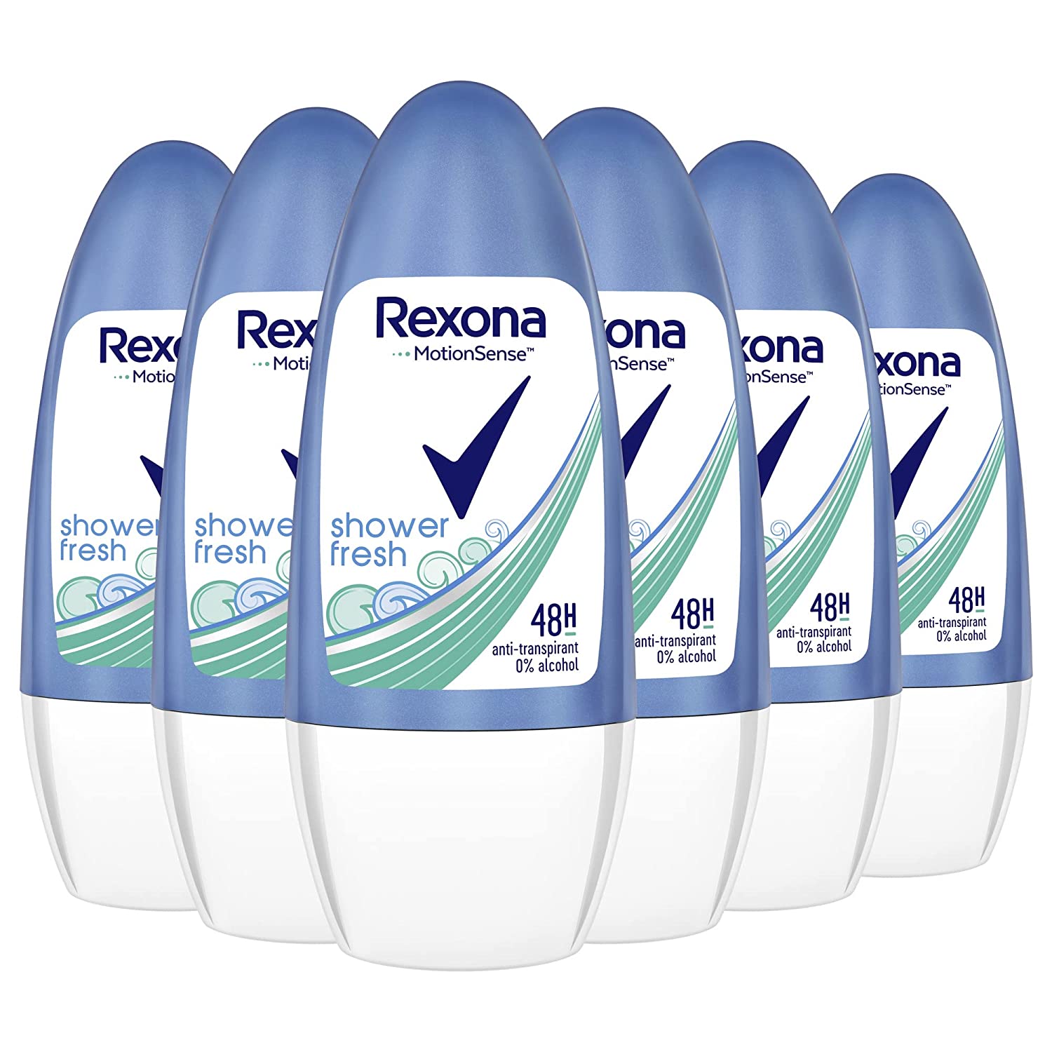 Rexona Shower Fresh Women\'s Roll-On Deodorant Pack of 6 (6 x 50 ml)