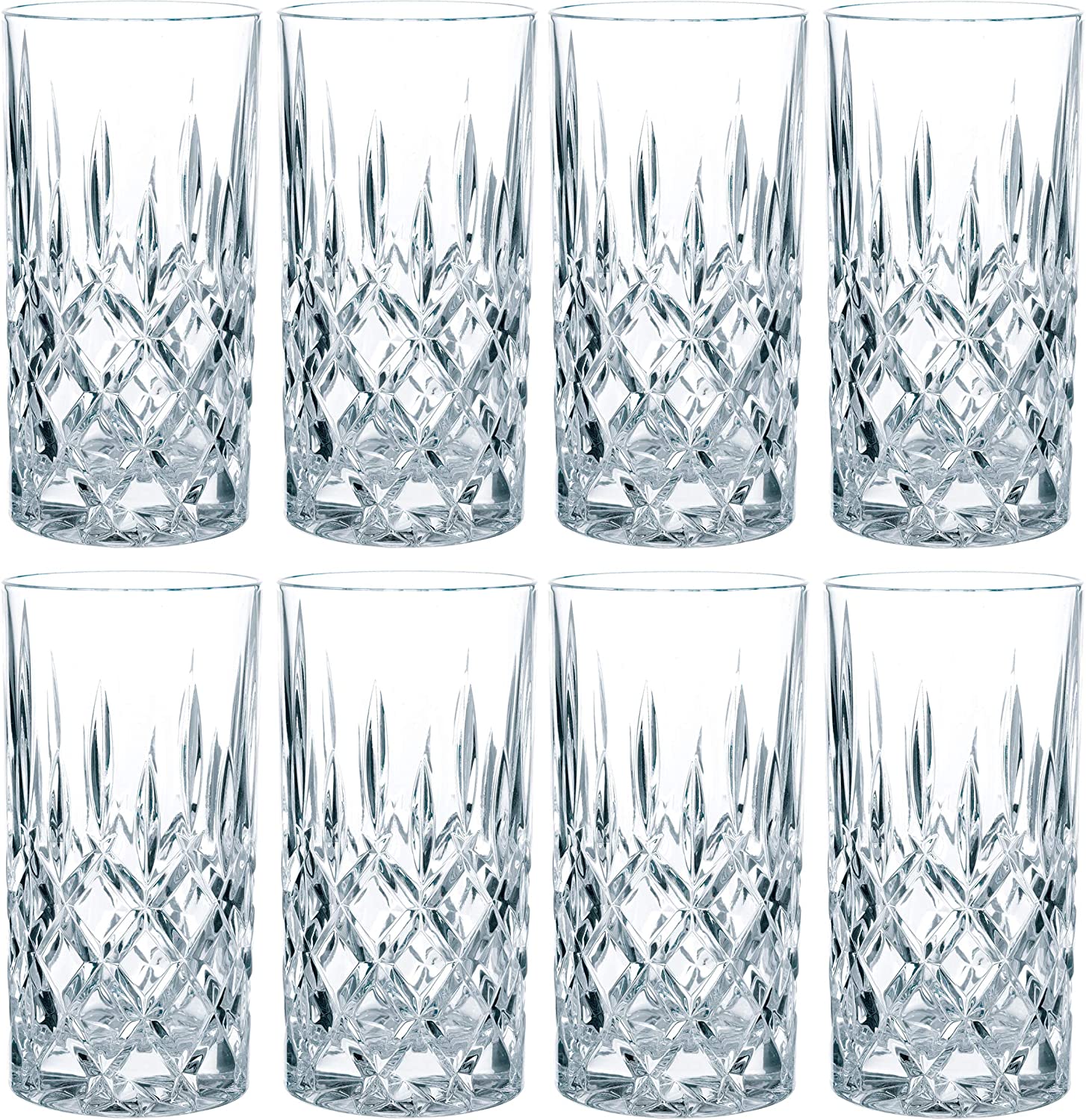 Spiegelau & Nachtmann Nachtmann Noblesse Long Drink Glasses, Set of 8, Water Glass, Juice Glass, Crystal Glass, Height 14.8 cm, 375 ml