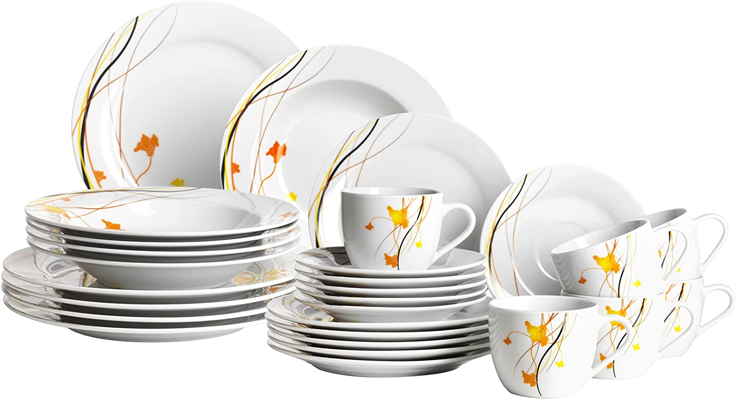 Maser Mäser Domestic Akadien Series Dinner Service with Fresh And Timeless Colours To Make Your Table Shine (30 Pieces)