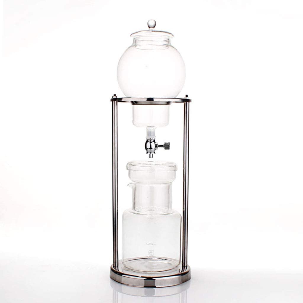 Cold Drip Ice Siphon Coffee Machine, Glass Carafe Coffee Maker for Cold Brew Cold Brew Coffee Machine with Cooling Element Filter for Water, Tea, Ice Coffee in the Office and at Home, Clear