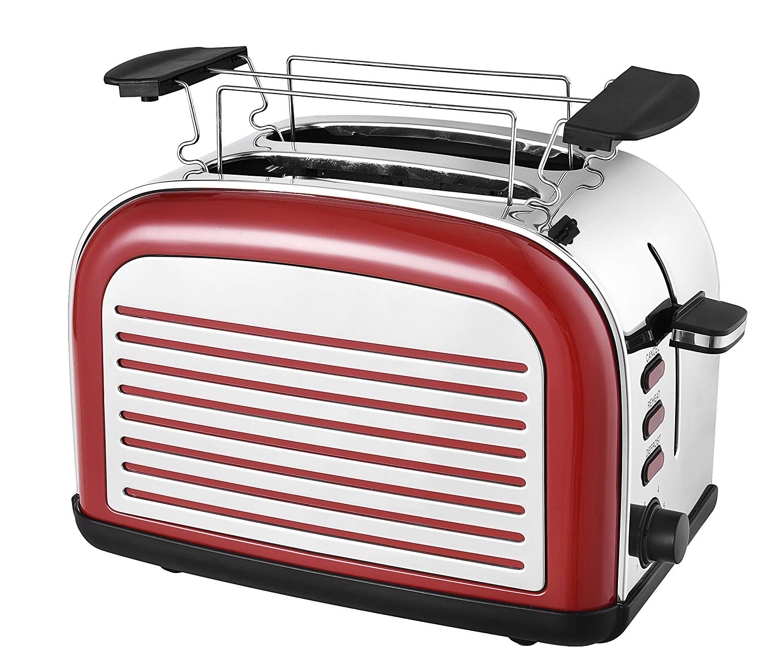 Kalorik 1050W Stainless Steel Retro Toaster With Bun Attachment And Defrost