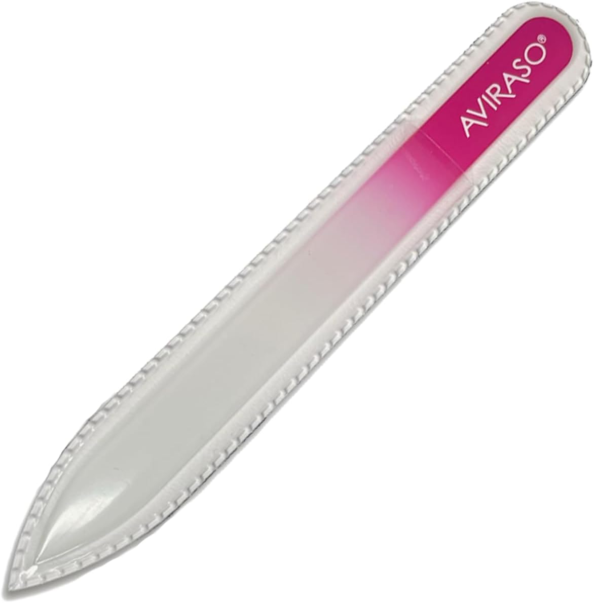 AVIRASO Original Premium Bohemia Crystal Glass Nail File on Both Sides with Protective Cover for All Nails - 14 cm - Manicure - Gentle Precision Files - Glass File Smooths and Protects Nails (Pink)