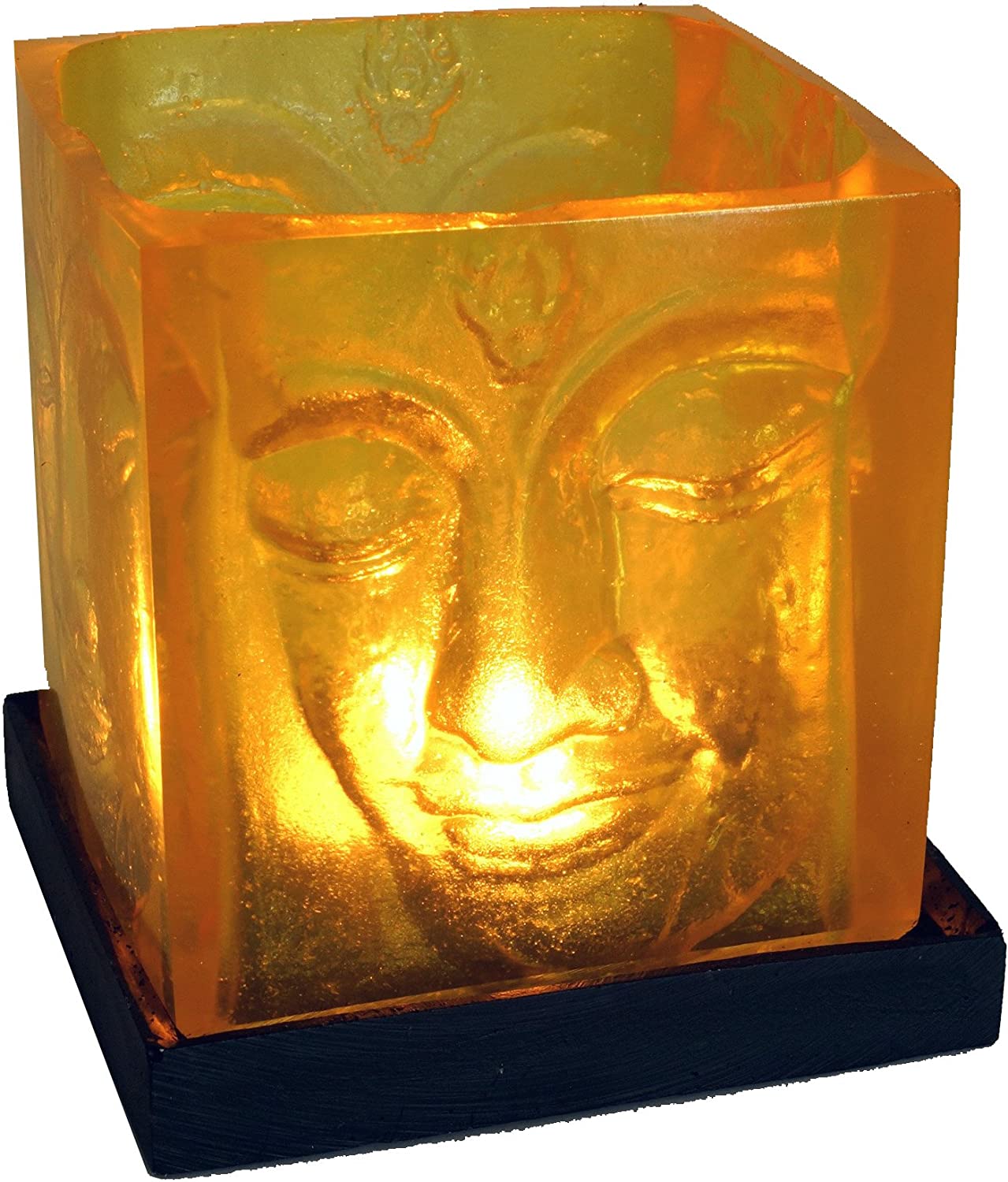 Guru Shop Tea Light Tealight Holder & Tealight Holder Buddha – Yellow, 9 x 9 x 9 cm