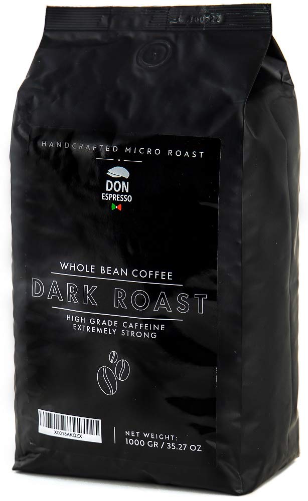 Don Espresso | Dark Roast - Extra Starker Kaffee | Stark Koffeinhaltig | 1KG Kaffeebohnen | Italienischer Espresso