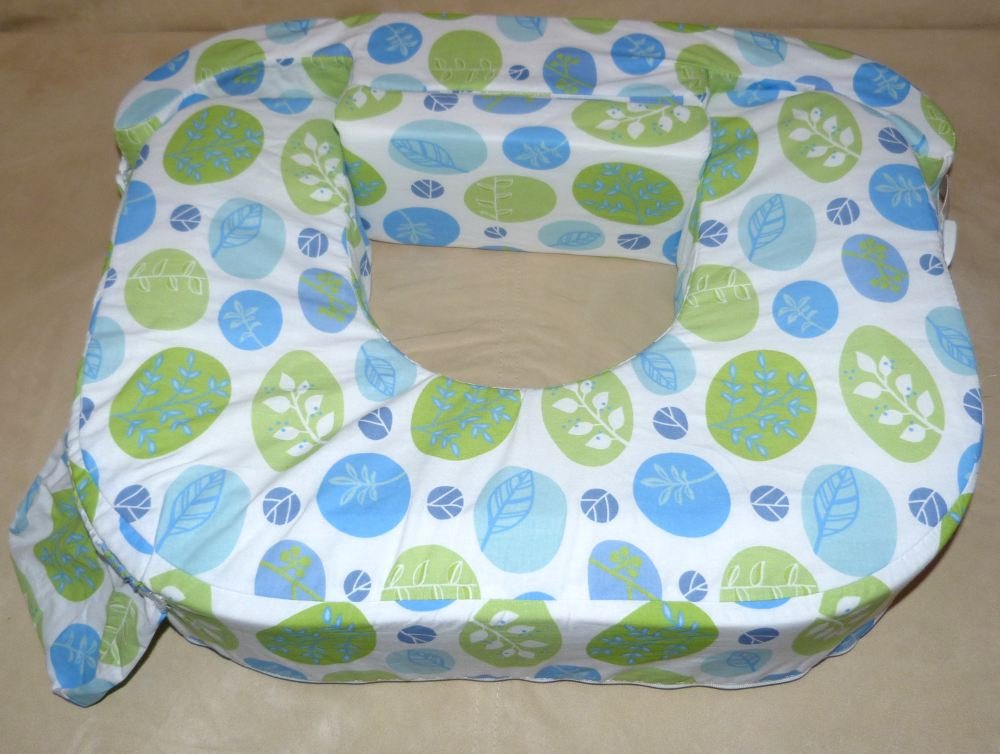 American Baby Wild Twins Nursing Pillow, Green and Blue Leaf Pattern