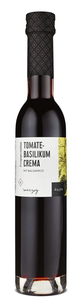 Wajos Tomato-Basil Cream – fruity and spicy balsamic cream with Italian herbs, ideal for salads, antipasti & Mediterranean cuisine, 250 ml