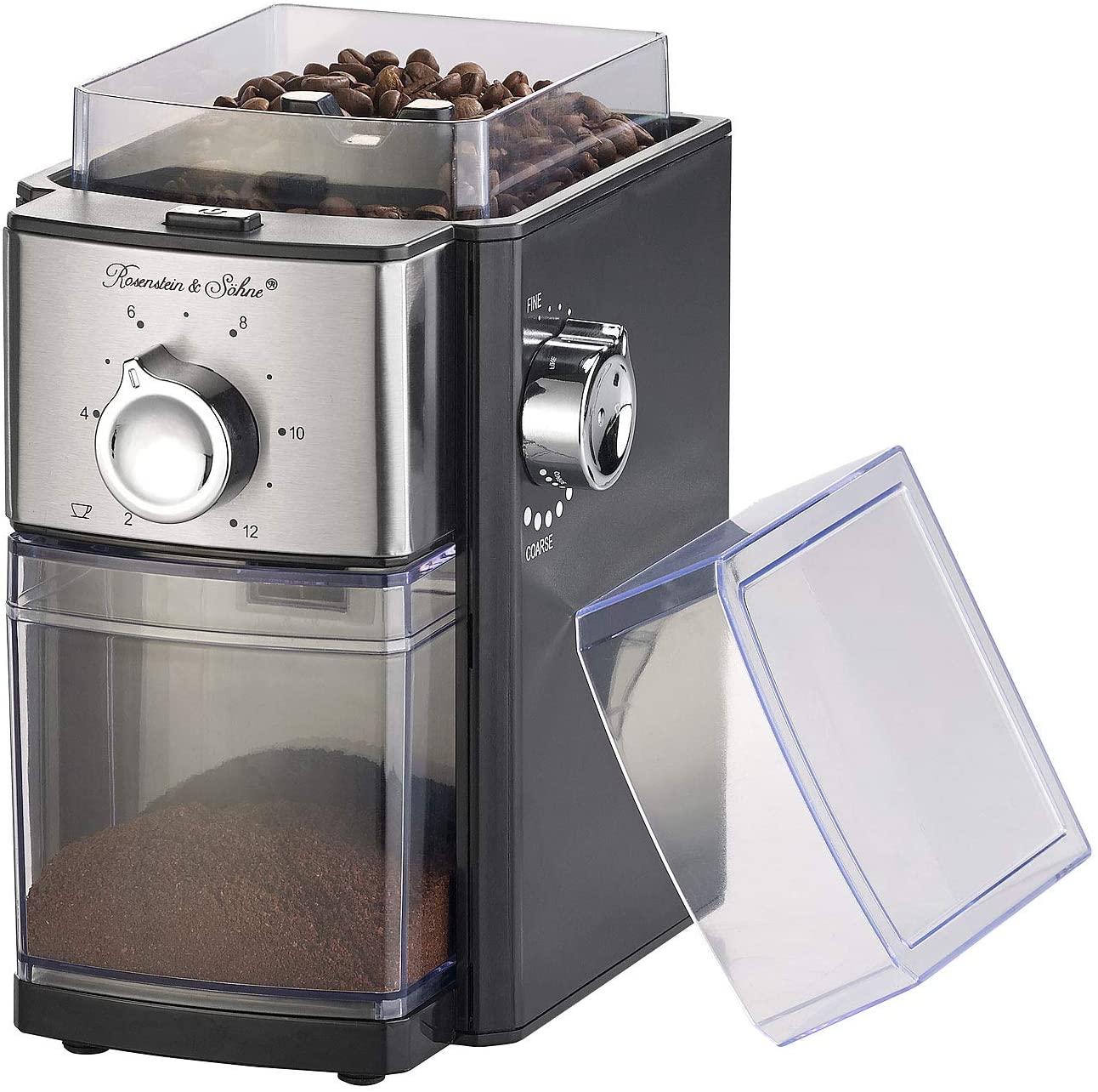 Rosenstein & Söhne Coffee Grinder: Electric Coffee Grinder, Disc Grinder, for 250 g Beans, 150 Watt (Electric Espresso Grinder)