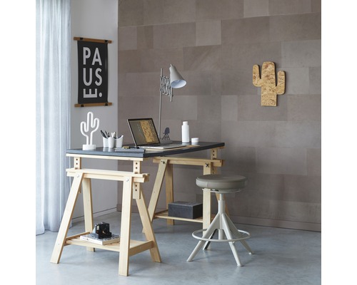 Wall Panel Leather Taupe Patchwork Set 34 pcs.