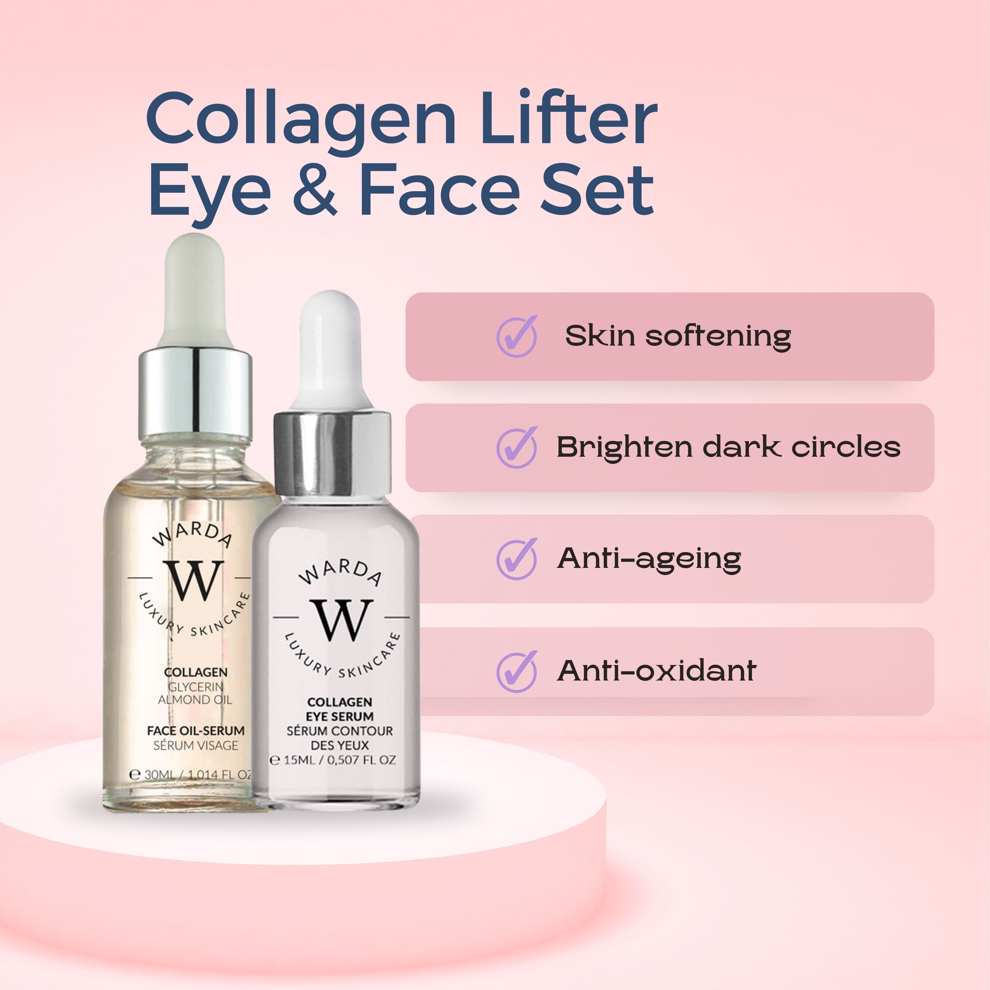 Warda skincare Collagen Gesichts- und  Anti-Aging Augenserum Set