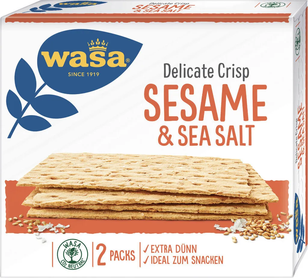 Wasa Delicate Crisp Crackers Sesame and Sea Salt Crispbread 190g