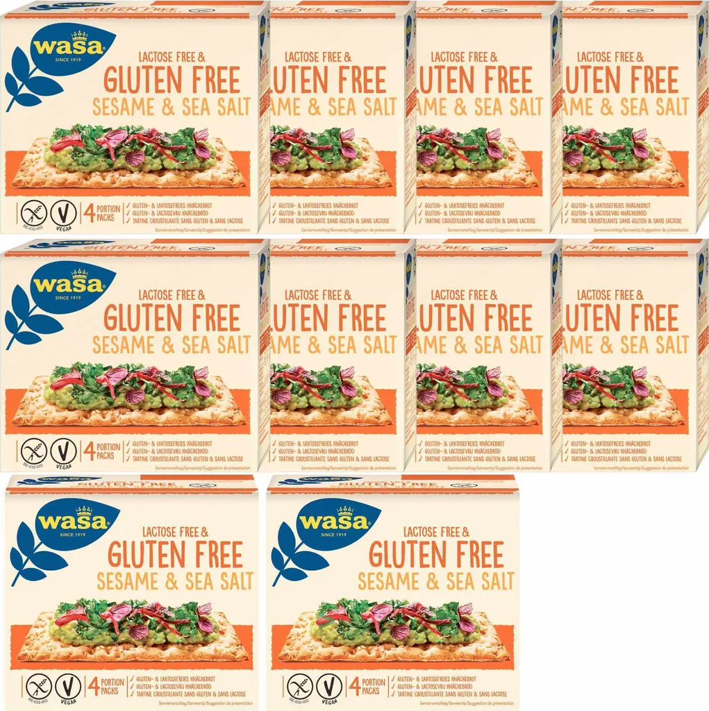 Wasa Crispbread Gluten and Lactose Free with Sesame and Sea Salt (10x240g Pack)