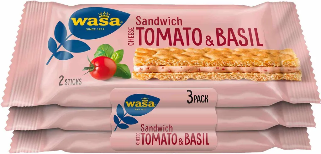 Wasa Crispbread Sandwich Cheese, Tomato & Basil Multipack (8x120g pack)