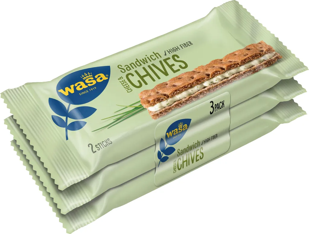 Wasa Sandwich Chives Cheese and Chives 3-pack Wholemeal Crispbreads 111g