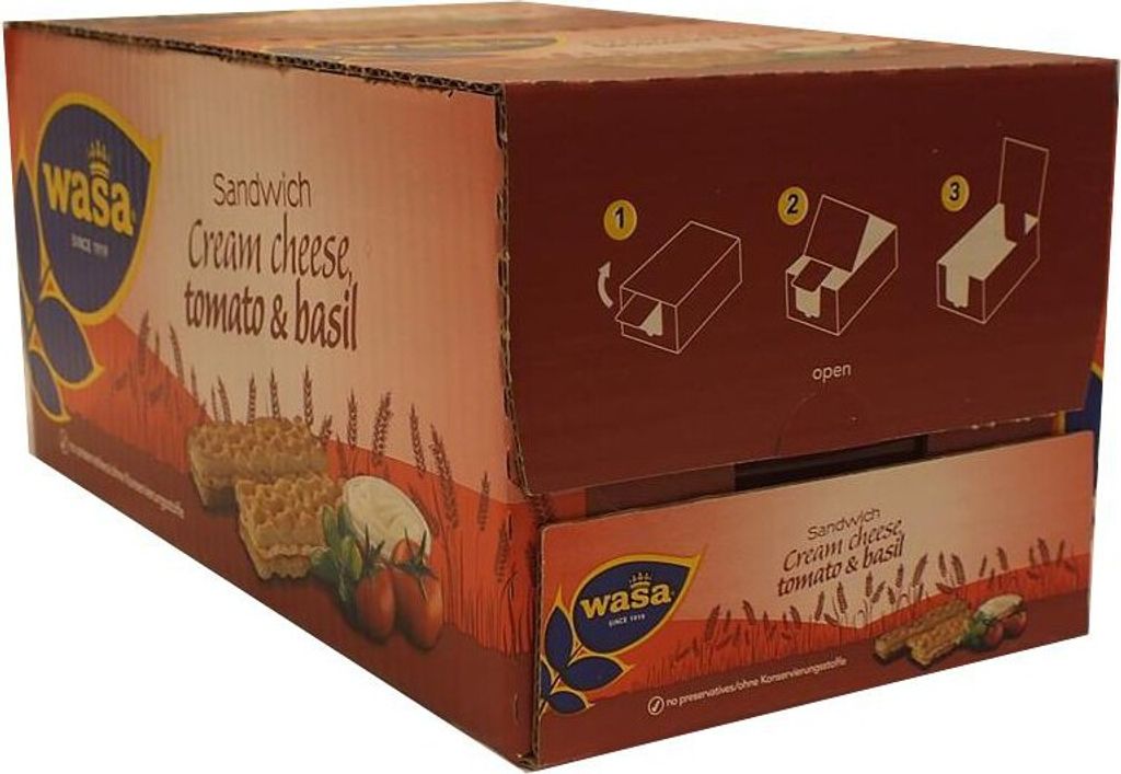 WASA Sandwich Cream Cheese, Tomato & Basil, 24 x 40g (sandwiches with cream cheese, tomato, basil)