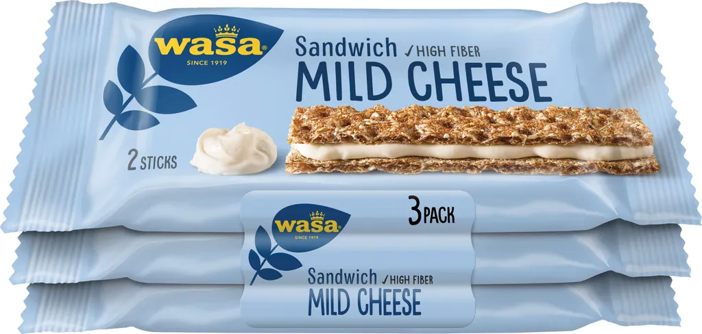 Wasa Sandwich Mild Cheese 3-pack Wholegrain Crispbread Bars 90g