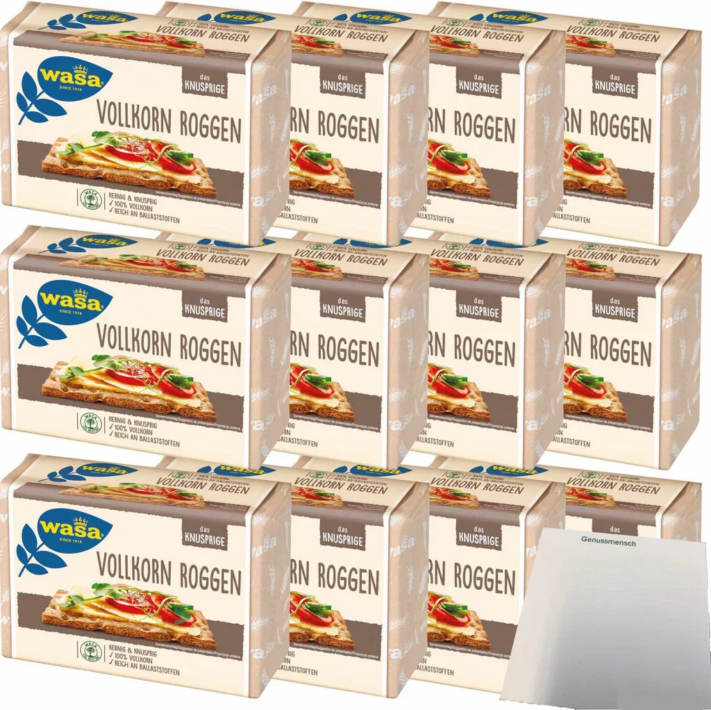 Wasa Wholegrain Crispbread Crunchy Crisp 100% Wholegrain Rich in Fiber 12 Pack (12x260g Pack) + usy Block