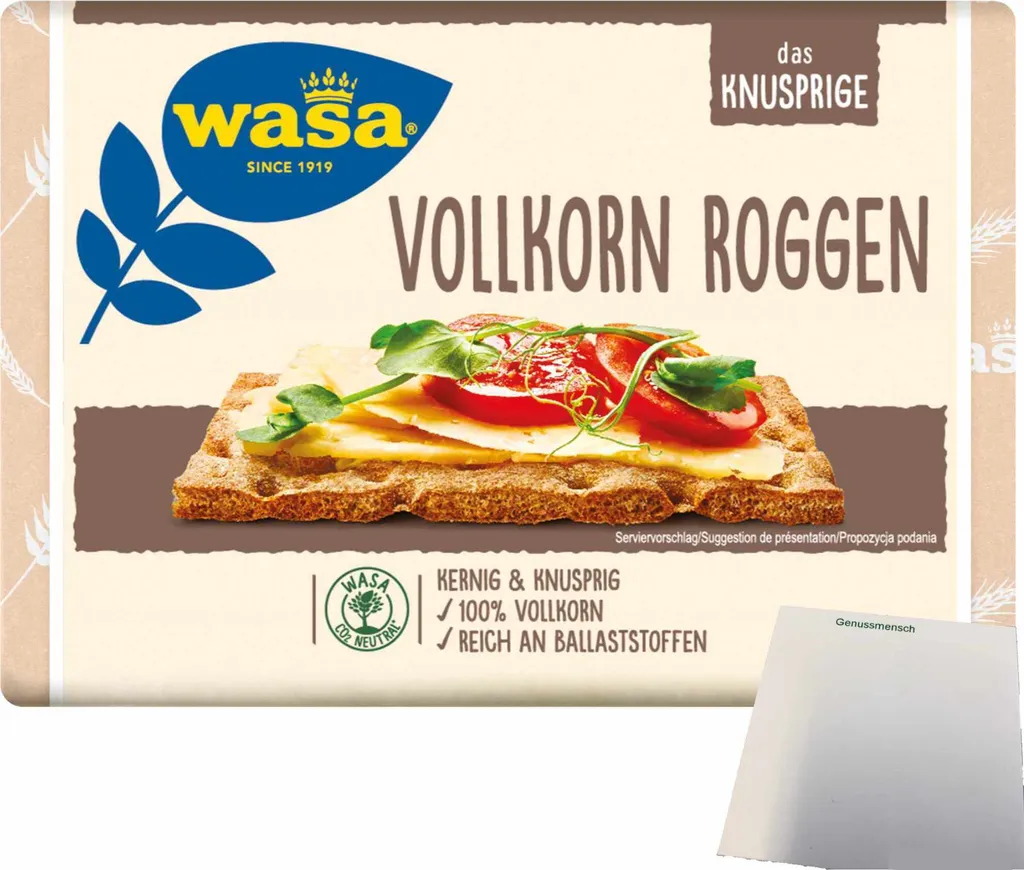 Wasa Wholegrain Crispbread Crunchy Crispy 100% Wholegrain Rich in Fiber (1x260g Pack) + usy Block