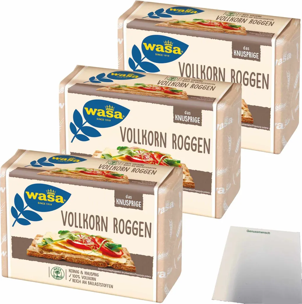 Wasa Wholegrain Crispbread Crunchy Crispy 100% Wholegrain Rich in Fiber 3-pack (3x260g pack) + usy Block