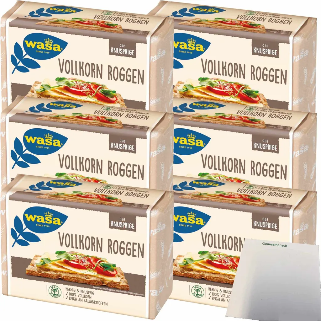Wasa Wholegrain Crispbread Crunchy Crisp 100% Wholegrain Rich in Fiber 6-pack (6x260g pack) + usy Block