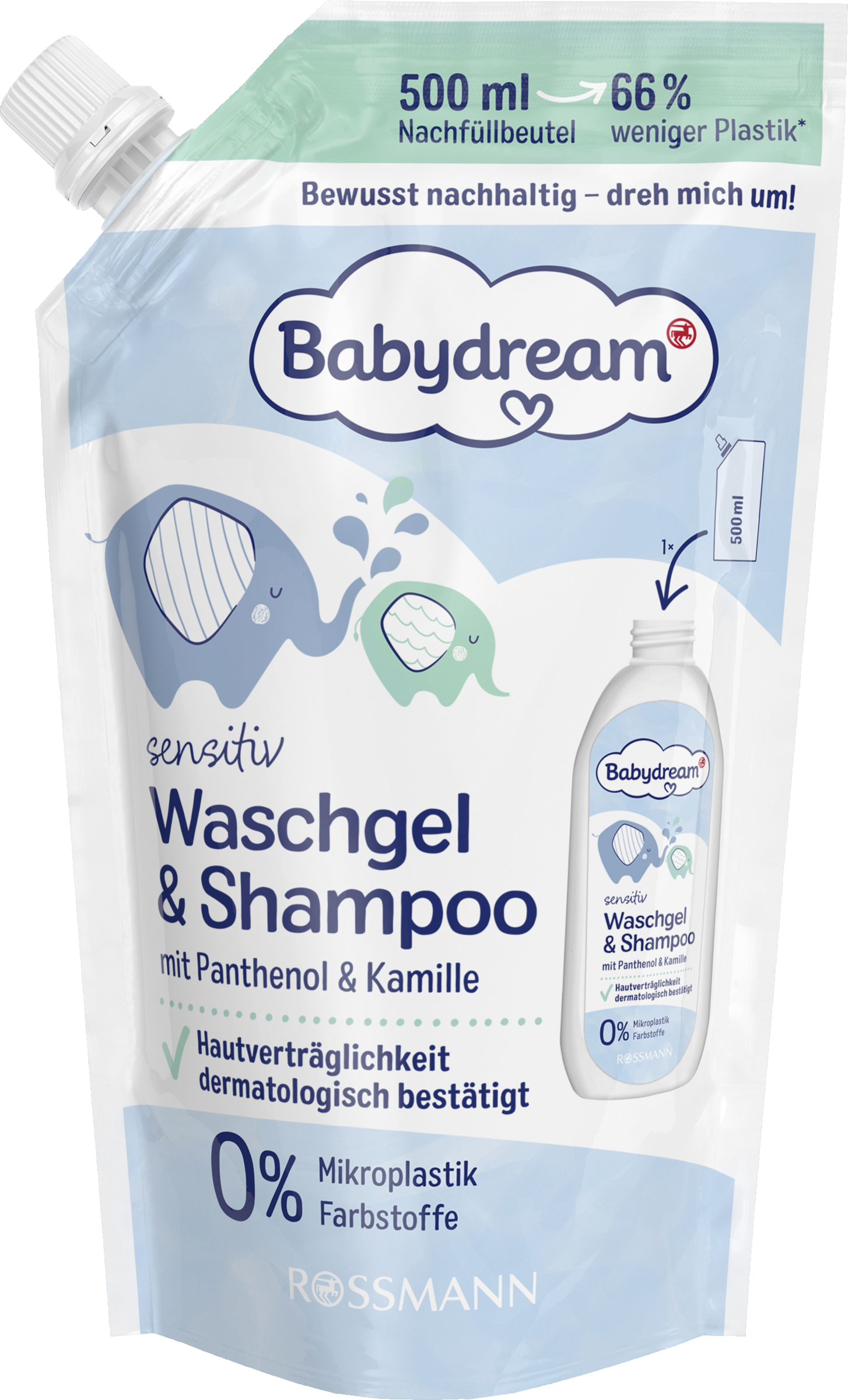 Washing gel & shampoo sensitive refill bag