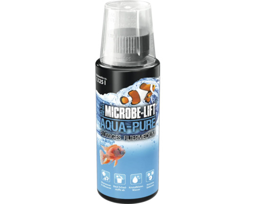 Water conditioner MICROBE-LIFT Aqua-Pure Liquid filter medium for crystal clear water, pollutant removal, neutralizes heavy metals, long-term removes nitrate 118 ml for fresh and sea water