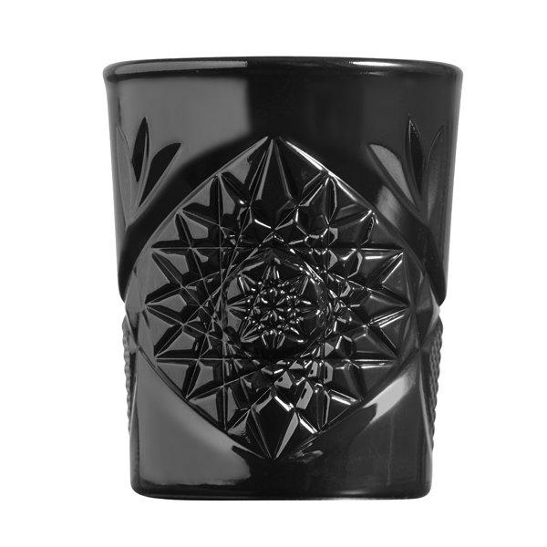 Water glass, juice glass, whiskey glass, Hobstar black made of crystal glass from Libbey