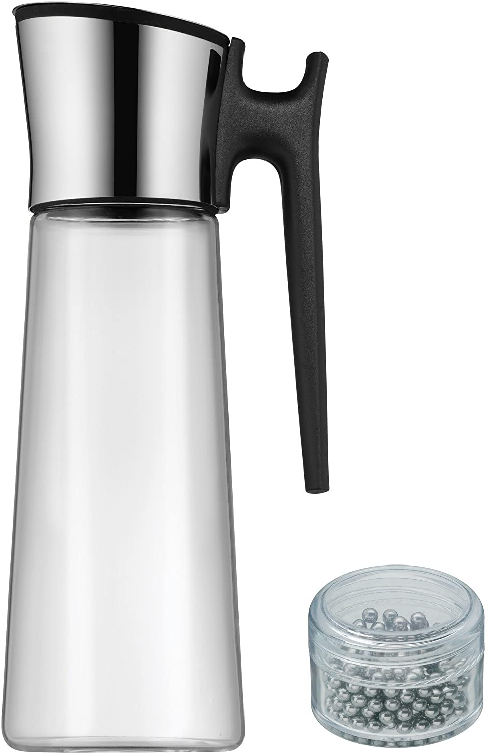 WMF Basic Water Carafe 1.5 Litres Glass Carafe with Lid and Handle 1.5 Litres Cleaning Beads Silicone Lid CloseUp Closure