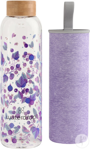 Waterdrop drinking bottle made of robust borosilicate glass 600ml Boost Transparent 1 piece